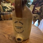 Perry Bros Somerset Cider 2pt Ceramic Jug Glazed Decorative Text Pattern Handle