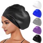 Silicone Swimming Cap for Long Hair Braid Waterproof Swim Cap Ear Protection UK