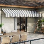 1.5-4M Retractable Manual Outdoor Garden Awning Canopy Sun Shade Height Adjustab