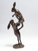 DAVID MEREDITH Solid Bronze Fighting Hares Hare Modernist Sculpture