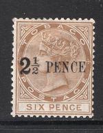 M26174 Trinidad and Tobago - Tobago 1883 SG13 2½d on 6d stone. MM, Cat £100