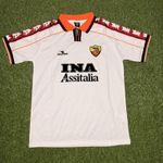 AS Roma 1998-1999 Away Football Shirt Medium White Pre-Owned 90s Kit
