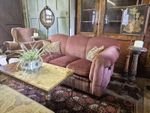 Fabulous Boho Plummy Pink Art Deco Vintage 1930s Velvet Drop End Sofa & Bun Feet