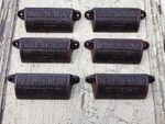6 X VINTAGE STLYE CAST IRON PRINTING SHOP DRAWER PULL CUP  HANDLES 
