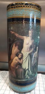 Erotic Nude Ceramic Umbrella Walking Stick Stand Large Vase A/F