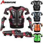 Kids Motorcycle Motocross Bike Chest Back Body Armour Protector Vest Kneepad Set