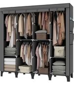 OPPAIYA - XL Canvas Wardrobe- Temporary Clothes Storage- Grey- 175x45x170cm