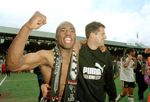 Dean Sturridge of Derby County celebrates promotion after the Ends- Old Photo