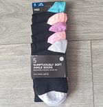 M&S Women’s Sumptuously Soft Ankle Socks 5 Pairs Low Cut Colourblock Black