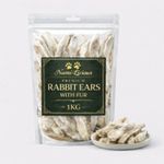 Premium 5 x 1kg Natural Rabbit Ears with Fur Dog Treats | Air-Dried Dog Chews