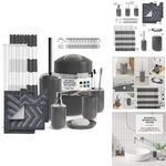 Clara Clark Bathroom Accessories Set - 23PC Shower Curtain Set Bathroom Trash