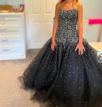 Mori Lee Black Sweetheart Ball Gown Tulle Beaded Crystal Dress Size 4