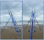 DELUXE SEA FISHING SET 2 14FT LIDSTERS RODS + 2 SK7000 SEA REELS BLUE TRIPOD