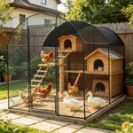 Large Metal Chicken Coop Walk-in Poultry Cage Hen Playpen House Dome Shaped Coop