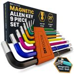 Allen Hex Key Set with Magnetic Ball End Metric Long Folding Colour Coded