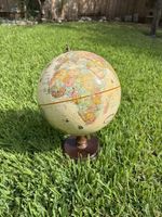 Vintage Replogle 12" World Classic Globe Beige Metal Base Raised Relief