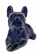 Dog French Bulldog Black Laying Ornament Flocked Beautiful Christmas Ideal Gift