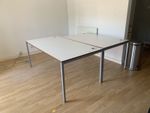Designer White Rectangular Office Desk 1500mm Metal Legs +solid rosewood edges