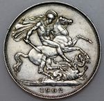 1902 EDWARD VII CROWN, BRITISH SILVER COIN, GVF