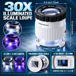 30X LED UV Pocket Magnifier Loupe with Scale Adjustable Focus Jewelry Reading UK