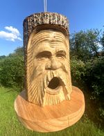 STUNNING GREEN MAN - HAND CARVED BIRDHOUSE