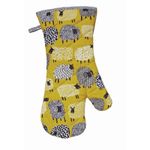 Gauntlet Oven Glove Ulster Weavers Dotty Sheep 100% Cotton Yellow
