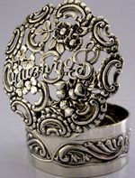 RARE 74g STERLING SILVER EDWARD VII ROYALTY PIERCED BOX 1900 ANTIQUE
