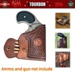 TOURBON Leather Pocket Holster NAA Mini Revolver Belt Carry 22LR Ammo Case-UK