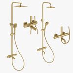 Brushed Brass Thermostatic Drench Shower with Bath Filler – Round or Square