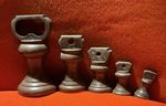 Vintage Collectable Set Of patinated Brass Weights 1Lb &  8,4,2.1 Ounce (5)