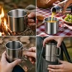304 Stainless Steel Camping Mug with Folding Handle, for Travel - for Hiking