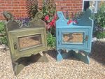 Painted Pair of Antique Mirrored Wall Corner Shop Bathroom Cabinets FREE UK P&P