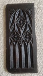 Antique Gothic Carved Oak Tracery Church Panel 15th - 17th Century Lovey colour