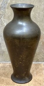 Antique Meiji Period Japanese Patinated Bronze Vase.  Well Made, Solid & Heavy