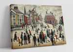 L.S. LOWRY, PEOPLE STANDING ABOUT - FRAMED CANVAS WALL ARTWORK PICTURE PRINT