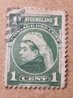 Antique 1897 Newfoundland 1c Green Queen Victoria Cabot Discovery Stamp RefN8