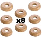 8x REAL OAK Wood 15mm Radiator Pipe Collars Wooden Floor Cover Rose Rings-New