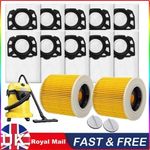 10x Bags + 2x Filter for Karcher KFI 357 WD2 Plus WD3 Fleece 2.863-314.0 Wet/Dry
