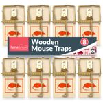 8pk Wooden Mouse Traps Traditional Mice Reusable Rodent Pest Control Durable