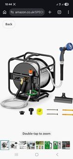 SPECILITE 100ft Stainless Steel Hose Reel Set w/ Spray Nozzle, 180° Handle