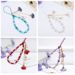 Mobile Phone Charm Crystal Rose Flower Beads Strap Cord Chain Keys Holder Gift
