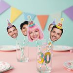 Personalized Photo Face Straws, Custom Birthday Party Disposable Drinking Straws