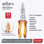 Wiha 45489 8 in 1 Insulated Pliers 1000V VDE Snip Nose Wire Stripping plier