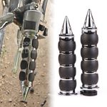 1" 25mm Handlebar Universal Motorcycle Spike Chrome Hand Throttle Grips Non-Slip
