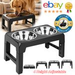 XL Dog Food Feeding Stand Station 4 Levels Height Double Raised Bowls Feeding UK