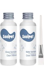 Air Dry Clay Glaze Kit 2x100ml Gloss & Matte Varnish Sealant Waterproof