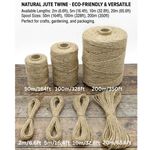 Natural Jute Twine Rope 2mm | 3-Ply Hemp String Cord Craft Gardening Macram