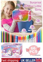 Girls Art Carry Case Colouring Pencils Markers 66 PCs Drawing Set,Kids XMAS GIFT
