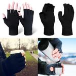Unisex Half Finger Gloves Pair Thermal Womens Knitted fingerless Mittens Mens