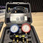 Javac 4 Valve R410A R32 Manifold Gauge Set HVAC Kit EL75172 and safe seal hoses 
